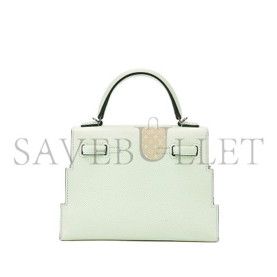 HERMÈS MASTER VERT FIZZ, NATA, ROSE TEXAS AND VERT JADE INDIGO EPSOM QUELLE IDOLE KELLY DOLL PICTO PALLADIUM HARDWARE (18*15*6cm) 